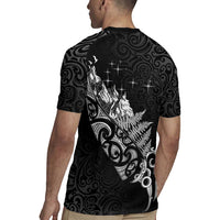 Maori Matariki Rugby Jersey Landscape Styled Fern - Monochrome