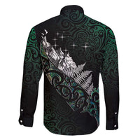 Maori Matariki Family Matching Long Sleeve Bodycon Dress and Hawaiian Shirt Landscape Styled Fern - Paua Shell LT7 - Polynesian Pride