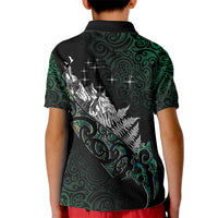 Maori Matariki Kid Polo Shirt Landscape Styled Fern - Paua Shell