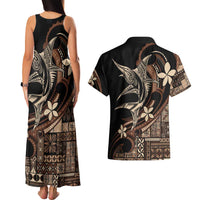 Samoa Manuia le Aso Tuto'atasi Couples Matching Tank Maxi Dress and Hawaiian Shirt Siapo Mamanu Mix Tatau Marlin LT7 - Polynesian Pride