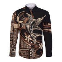 Samoa Manuia le Aso Tuto'atasi Long Sleeve Button Shirt Siapo Mamanu Mix Tatau Marlin