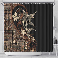 Samoa Manuia le Aso Tuto'atasi Shower Curtain Siapo Mamanu Mix Tatau Marlin