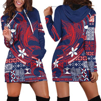 Samoa Manuia le Aso Tuto'atasi Hoodie Dress Siapo Mamanu Mix Tatau Marlin - Flag Color LT7 - Polynesian Pride