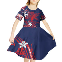 Samoa Manuia le Aso Tuto'atasi Kid Short Sleeve Dress Siapo Mamanu Mix Tatau Marlin - Flag Color