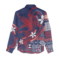 Samoa Manuia le Aso Tuto'atasi Women Casual Shirt Siapo Mamanu Mix Tatau Marlin - Flag Color LT7 - Polynesian Pride