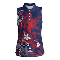 Samoa Manuia le Aso Tuto'atasi Women Sleeveless Polo Shirt Siapo Mamanu Mix Tatau Marlin - Flag Color
