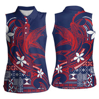 Samoa Manuia le Aso Tuto'atasi Women Sleeveless Polo Shirt Siapo Mamanu Mix Tatau Marlin - Flag Color