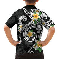 Kanaka Maoli Hawaii Plumeria Family Matching Off The Shoulder Long Sleeve Dress and Hawaiian Shirt Dancing Tentacles Black Style LT7 - Polynesian Pride