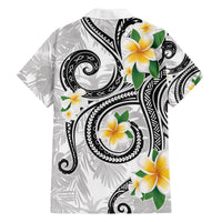 Kanaka Maoli Hawaii Plumeria Family Matching Off The Shoulder Long Sleeve Dress and Hawaiian Shirt Dancing Tentacles White Style LT7 - Polynesian Pride