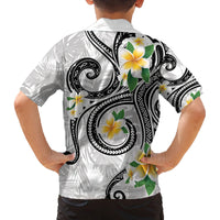 Kanaka Maoli Hawaii Plumeria Family Matching Off Shoulder Short Dress and Hawaiian Shirt Dancing Tentacles White Style LT7 - Polynesian Pride