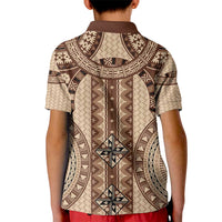 Bula Fiji Vintage Kid Polo Shirt Brown Masi Motifs
