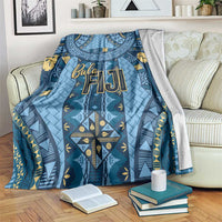 Bula Fiji Vintage Blanket Prussian Blue Masi Motifs