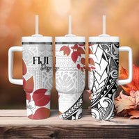 Bula Fiji Day Tumbler With Handle Tagimaucia on Masi Pattern