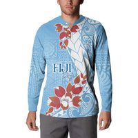 Bula Fiji Day Button Sweatshirt Tagimaucia on Masi Pattern - Turquoise