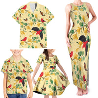 Aloha Hawaii Family Matching Tank Maxi Dress and Hawaiian Shirt I'iwi on Mamane Pastel Cream LT7 - Polynesian Pride