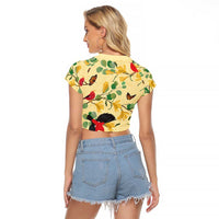 Aloha Hawaii Raglan Cropped T Shirt I'iwi on Mamane Pastel Cream