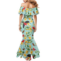 Aloha Hawaii Family Matching Mermaid Dress and Hawaiian Shirt I'iwi on Mamane Pastel Turquoise LT7 - Polynesian Pride