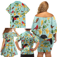 Aloha Hawaii Family Matching Off Shoulder Short Dress and Hawaiian Shirt I'iwi on Mamane Pastel Turquoise LT7 - Polynesian Pride