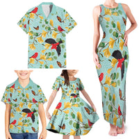 Aloha Hawaii Family Matching Tank Maxi Dress and Hawaiian Shirt I'iwi on Mamane Pastel Turquoise LT7 - Polynesian Pride