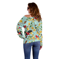 Aloha Hawaii Off Shoulder Sweater I'iwi on Mamane Pastel Turquoise
