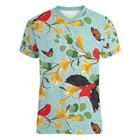 Aloha Hawaii Women V-Neck T-Shirt I'iwi on Mamane Pastel Turquoise