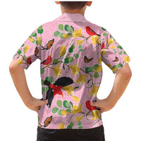 Aloha Hawaii Family Matching Mermaid Dress and Hawaiian Shirt I'iwi on Mamane Pastel Pink LT7 - Polynesian Pride