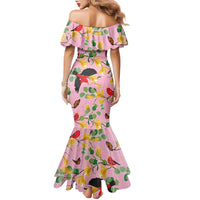 Aloha Hawaii Family Matching Mermaid Dress and Hawaiian Shirt I'iwi on Mamane Pastel Pink LT7 - Polynesian Pride
