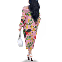 Aloha Hawaii Family Matching Off The Shoulder Long Sleeve Dress and Hawaiian Shirt I'iwi on Mamane Pastel Pink LT7 - Polynesian Pride