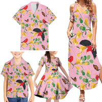 Aloha Hawaii Family Matching Summer Maxi Dress and Hawaiian Shirt I'iwi on Mamane Pastel Pink LT7 - Polynesian Pride