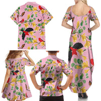 Aloha Hawaii Family Matching Summer Maxi Dress and Hawaiian Shirt I'iwi on Mamane Pastel Pink LT7 - Polynesian Pride