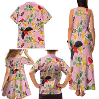 Aloha Hawaii Family Matching Tank Maxi Dress and Hawaiian Shirt I'iwi on Mamane Pastel Pink LT7 - Polynesian Pride