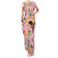 Aloha Hawaii Family Matching Tank Maxi Dress and Hawaiian Shirt I'iwi on Mamane Pastel Pink LT7 Mom's Dress Pink - Polynesian Pride
