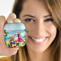Have Yourself A Beachy Little Christmas AirPods Case with Santa Chilling - Polynesian Pride