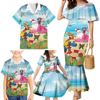 Have Yourself A Beachy Little Christmas Family Matching Mermaid Dress and Hawaiian Shirt with Santa Chilling LT7 - Polynesian Pride