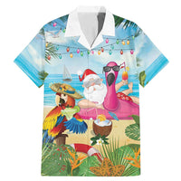 Have Yourself A Beachy Little Christmas Family Matching Mermaid Dress and Hawaiian Shirt with Santa Chilling LT7 Dad's Shirt - Short Sleeve Colorful - Polynesian Pride