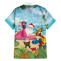 Have Yourself A Beachy Little Christmas Family Matching Off The Shoulder Long Sleeve Dress and Hawaiian Shirt with Santa Chilling LT7 - Polynesian Pride