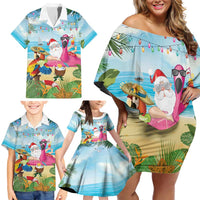 Have Yourself A Beachy Little Christmas Family Matching Off Shoulder Short Dress and Hawaiian Shirt with Santa Chilling LT7 - Polynesian Pride