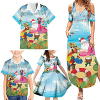 Have Yourself A Beachy Little Christmas Family Matching Summer Maxi Dress and Hawaiian Shirt with Santa Chilling LT7 - Polynesian Pride