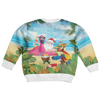 Have Yourself A Beachy Little Christmas Kid Ugly Christmas Sweater with Santa Chilling LT7 - Polynesian Pride