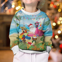 Have Yourself A Beachy Little Christmas Kid Ugly Christmas Sweater with Santa Chilling LT7 - Polynesian Pride