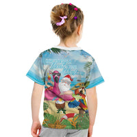 Have Yourself A Beachy Little Christmas Kid T Shirt with Santa Chilling - Polynesian Pride