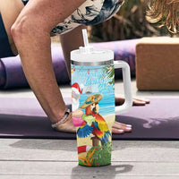 Have Yourself A Beachy Little Christmas Tumbler With Handle with Santa Chilling - Polynesian Pride