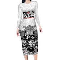 Aotearoa Personalized Family Matching Long Sleeve Bodycon Dress and Hawaiian Shirt Proud To Be Maori LT7 Mom's Dress White - Polynesian Pride