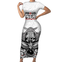 Aotearoa Personalized Family Matching Short Sleeve Bodycon Dress and Hawaiian Shirt Proud To Be Maori LT7 Mom's Dress White - Polynesian Pride