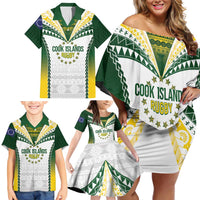 Cook Islands Rugby Custom Family Matching Off Shoulder Short Dress and Hawaiian Shirt Kuki's Aitu Champions LT7 - Polynesian Pride