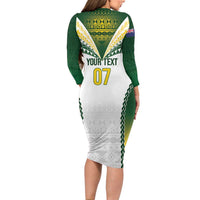 Cook Islands Rugby Custom Long Sleeve Bodycon Dress Kuki's Aitu Champions LT7 - Polynesian Pride