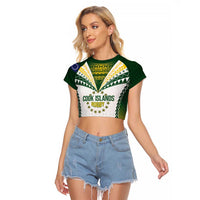 Cook Islands Rugby Custom Raglan Cropped T Shirt Kuki's Aitu Champions - Polynesian Pride