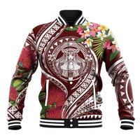 Aloha Hawaii Big Island Baseball Jacket Ohia Lehua Wahine LT7 Unisex Red - Polynesian Pride
