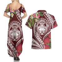 Aloha Hawaii Big Island Couples Matching Summer Maxi Dress and Hawaiian Shirt Ohia Lehua Wahine LT7 - Polynesian Pride