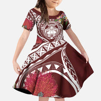 Aloha Hawaii Big Island Family Matching Off The Shoulder Long Sleeve Dress and Hawaiian Shirt Ohia Lehua Wahine LT7 - Polynesian Pride